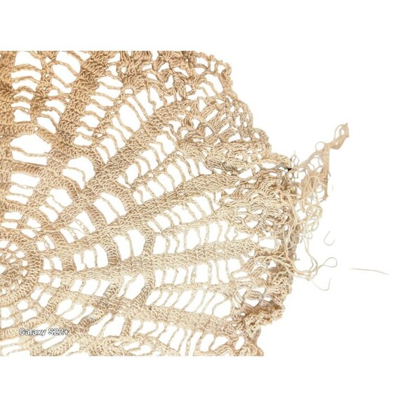 Handmade Beige Crochet Round Doily Table Decor Unfinished With Yarn - Picture 3 of 7